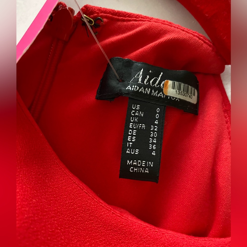 Adian Mattox Pleated Halter Midi Dress, pink and red, 0 - Picture 4 of 7